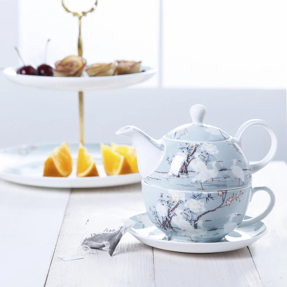 Afternoon tea set tea pot Cup plate English bone china tea set single cup pot ceramic classical crane