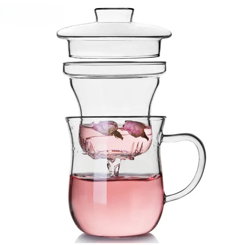 Fashion Heat-Resistant Glass Water Cup with Lid Practical Glass Tea Cup with Filter for Home and Office