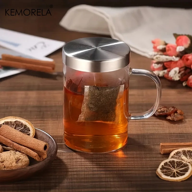 477ML Glass Cup Tea Infuser Mug Borosilicate Glass Tea Mug with Stainless Steel Infuser Home Office Coffee Mug Drinkware