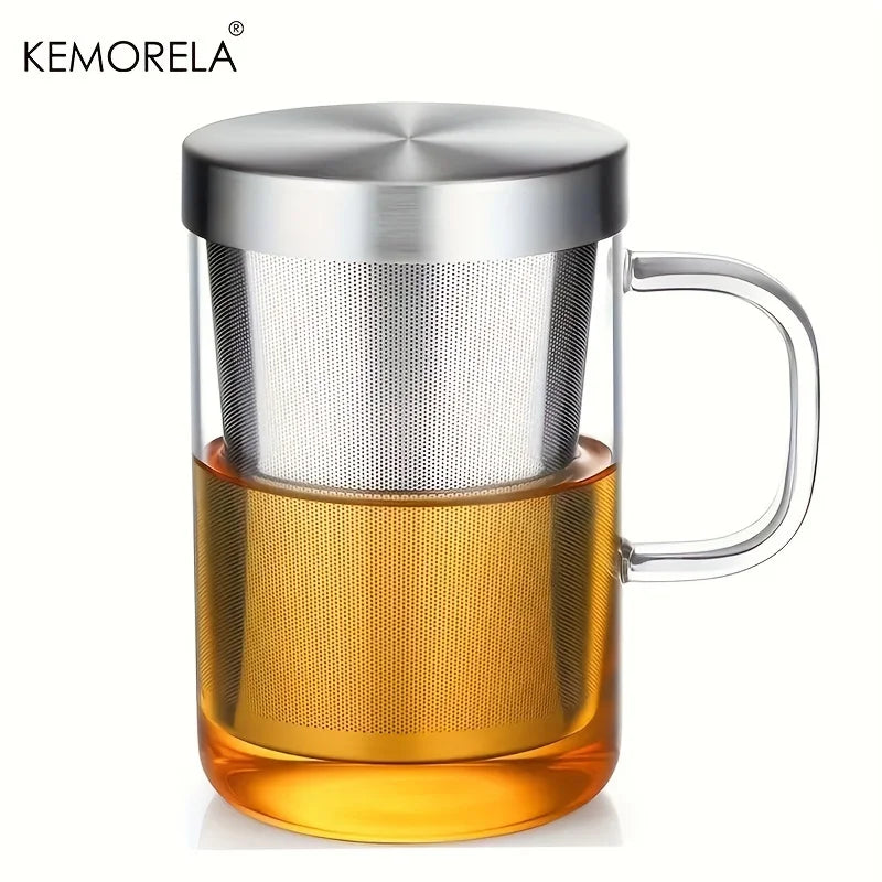 477ML Glass Cup Tea Infuser Mug Borosilicate Glass Tea Mug with Stainless Steel Infuser Home Office Coffee Mug Drinkware