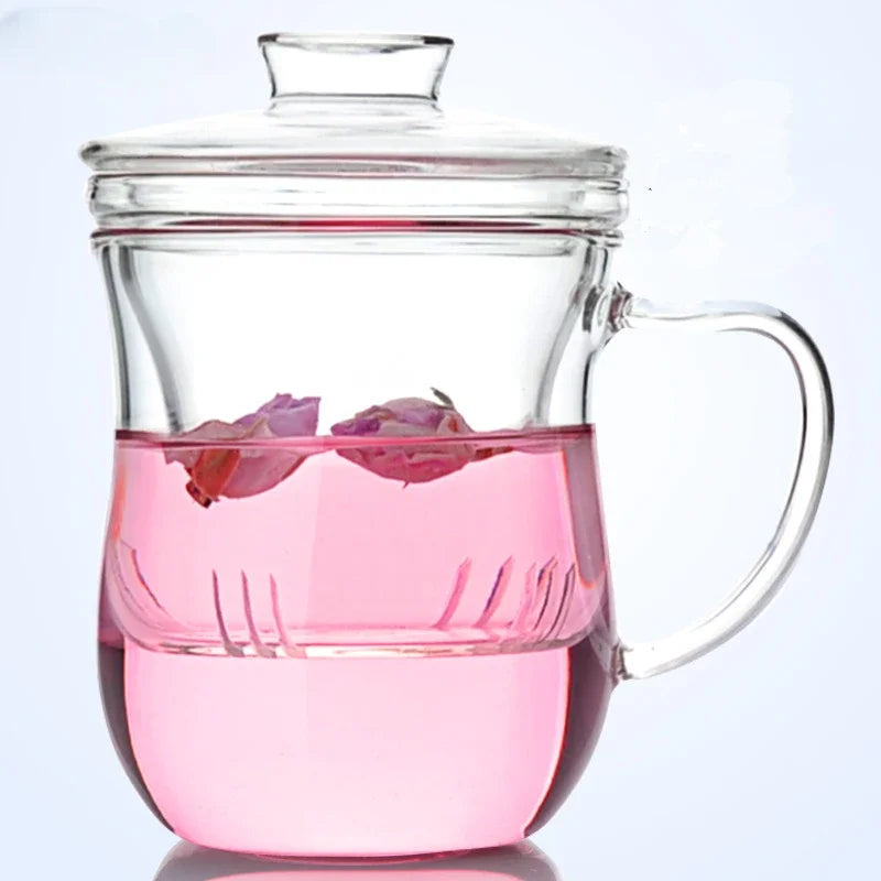 Fashion Heat-Resistant Glass Water Cup with Lid Practical Glass Tea Cup with Filter for Home and Office